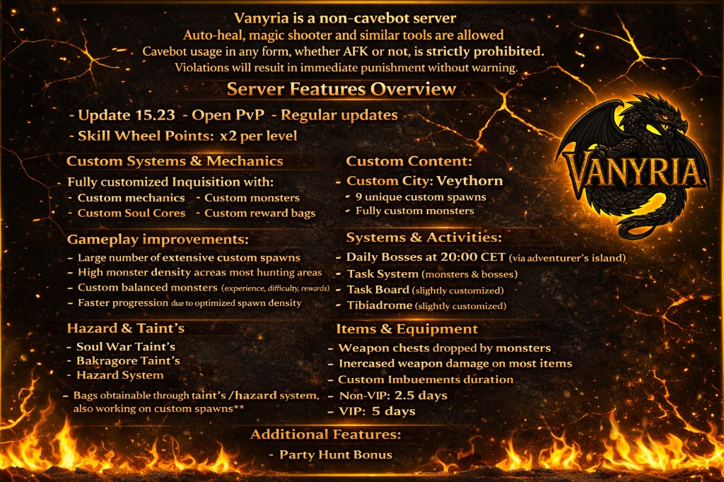 Vanyria — server features overview